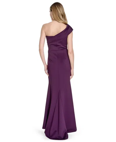 Eliza J Asymmetric Off The Shoulder Gown In Plum In Purple