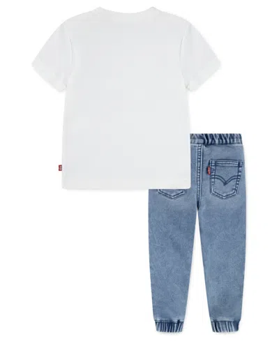 Levi's Little Boys 2-piece Moto Patch T-shirt And Jogger Pants Set In White