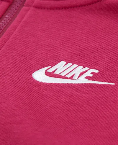 Nike Little Girls 2-piece Wide Leg Club Fleece Top And Pants Set In Red