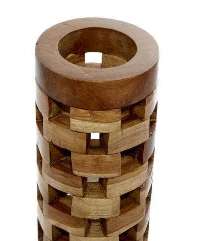 Rosemary Lane Teak Wood Contemporary Vase, Set Of 2