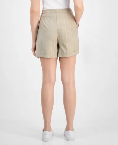 Hugo Boss Tapered-fit Shorts In Pinstripe Stretch Fabric In Neutral