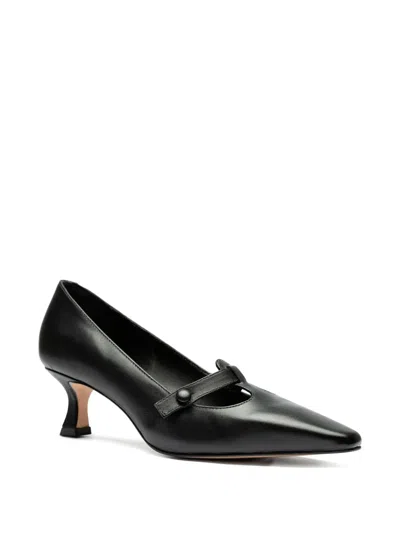 Sarah Chofakian 45mm Button-detail Pointed-toe Pumps In Black