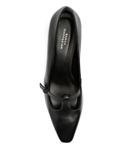 Sarah Chofakian 45mm Button-detail Pointed-toe Pumps In Black