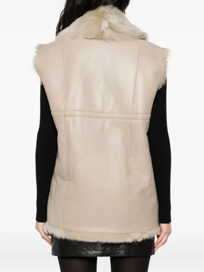 Iro Fur-trimmed Leather Vest In Neutral