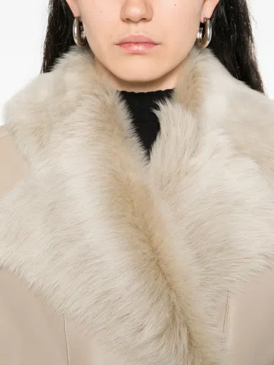 Iro Fur-trimmed Leather Vest In Neutral
