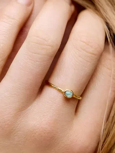 Monica Vinader Odyssey Aquamarine Stacking Ring In Gold