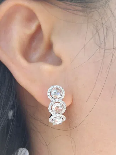 Hyt Jewelry 18k White Gold Rosecut Diamond Earrings