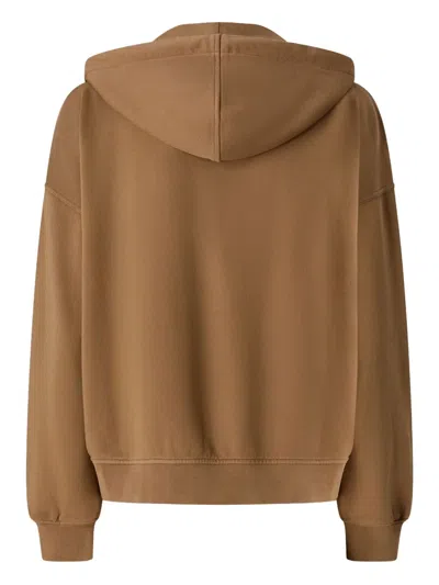 Pinko Knitwear With Drawstring Hood And Ribbed Finish In Brown