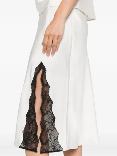 Calvin Klein Lace-insert Slit Skirt In White