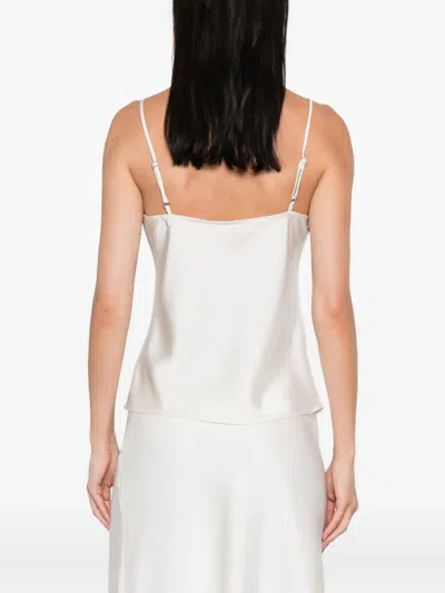 Calvin Klein Satin Cami With Lace Trim And Spaghetti Straps In White