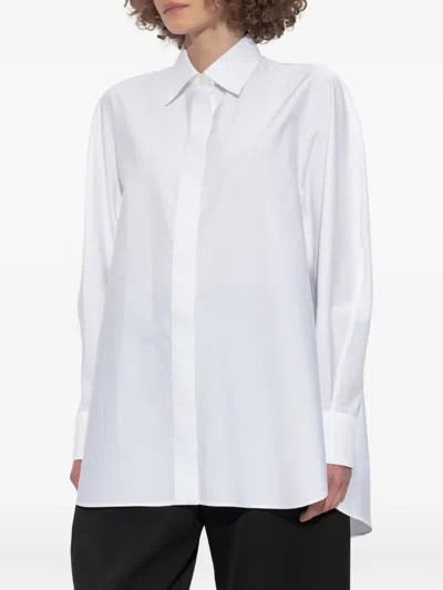 Givenchy Cotton Shirt Asymmetric Hemline Long Sleeves Buttoned Cuffs In White