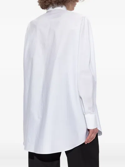 Givenchy Cotton Shirt Asymmetric Hemline Long Sleeves Buttoned Cuffs In White