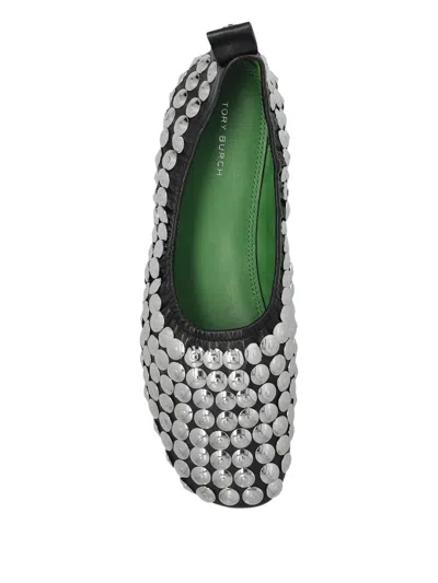 Tory Burch Metallic-studded Leather Pumps