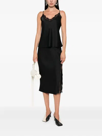 Calvin Klein Lace-insert Slip Skirt In Black