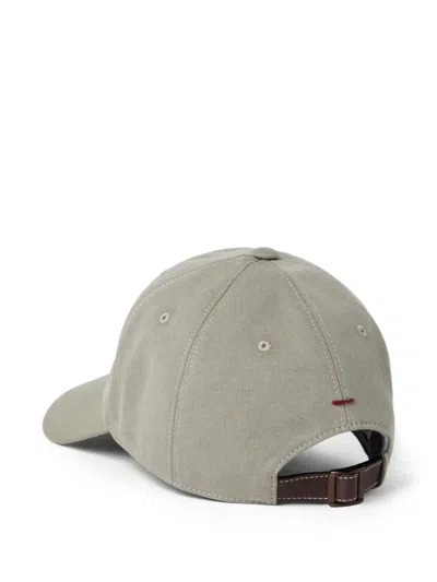 Brunello Cucinelli Embroidered Cotton Baseball Cap In Gray