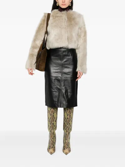 Iro Lamb-fur Cropped Jacket In Neutral