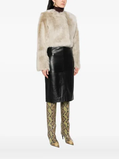 Iro Lamb-fur Cropped Jacket In Neutral
