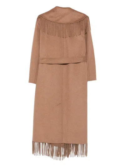 Simkhai Carrie Fringe Coat In Brown