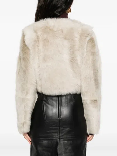Iro Lamb-fur Cropped Jacket In Neutral