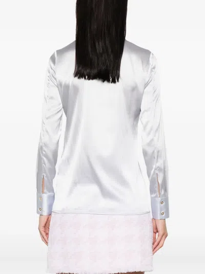 Elisabetta Franchi Long-sleeve Satin-finish Shirt With Classic Collar In White