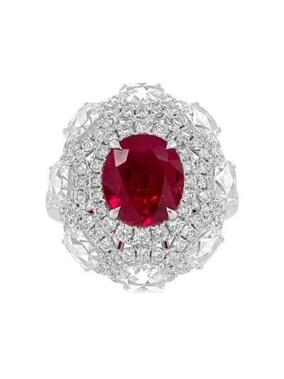 Hyt Jewelry 18k White Gold Ruby And Diamond Ring