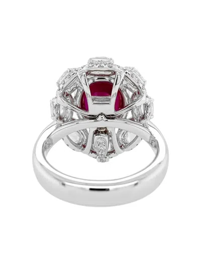Hyt Jewelry 18k White Gold Ruby And Diamond Ring