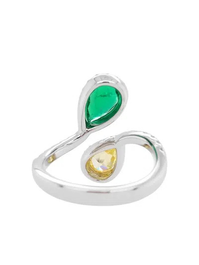 Hyt Jewelry 18k White Gold Emerald And Diamond Ring