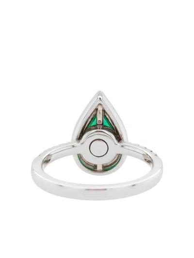 Hyt Jewelry 18k White Gold Pear-emerald And Diamond Ring