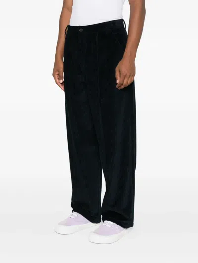 Moschino Pleat-detail Corduroy Trousers In Blue