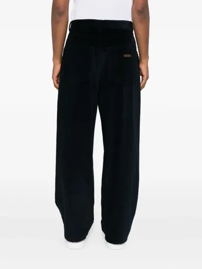 Moschino Pleat-detail Corduroy Trousers In Blue