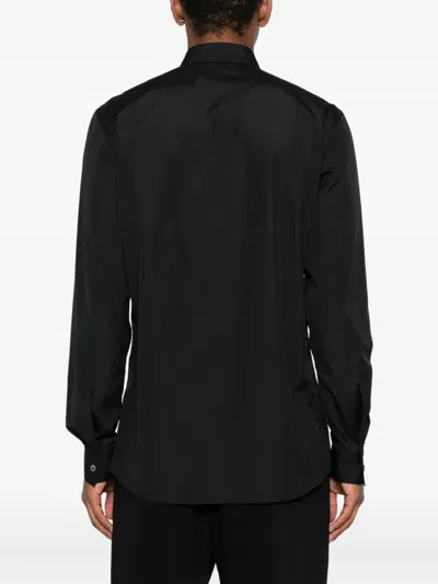 Moschino Cotton Shirt Button-down Collar Short Sleeves In Black