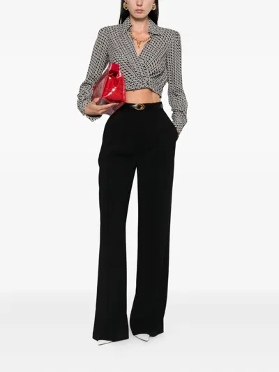 Elisabetta Franchi Geometric-print Wrap Top In Gray