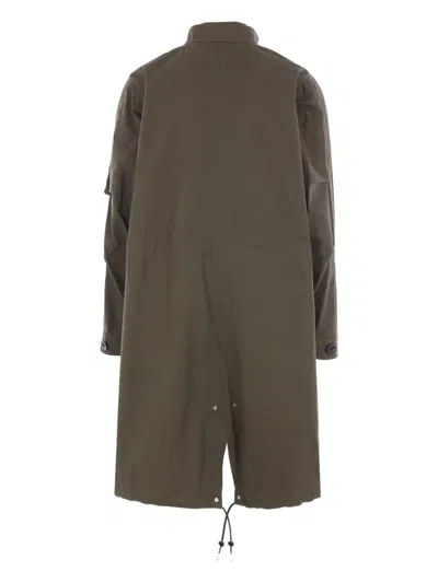 Sacai Patch-pocket Drawstring Coat In Green