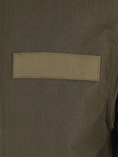 Sacai Patch-pocket Drawstring Coat In Green
