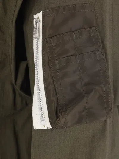 Sacai Patch-pocket Drawstring Coat In Green
