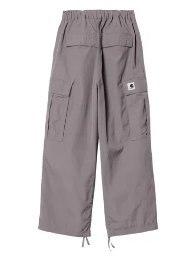 Carhartt Cargo Style Cotton Poplin Trousers In Gray