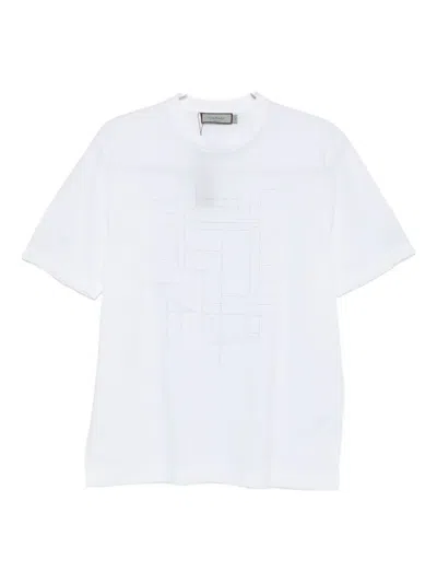 Canali Geometric-print T-shirt In White