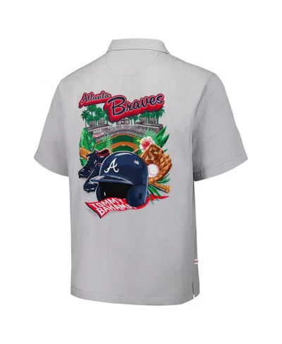 Tommy Bahama Men's Gray Atlanta Braves Hit And Run Silk Camp Button-up Shirt In Gray