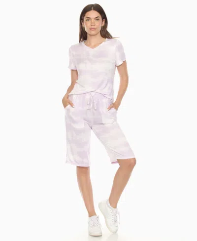 White Mark Women's Short Sleeve And Capri Lounge Set