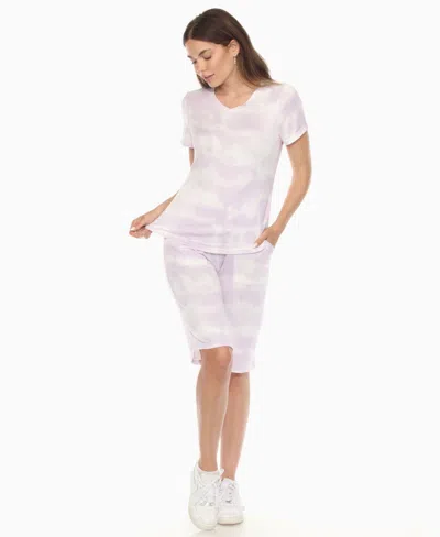 White Mark Women's Short Sleeve And Capri Lounge Set