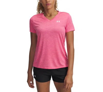 Under Armour Women's    Tech™ Twist V-neck Short Sleeve Super Pink In Pink