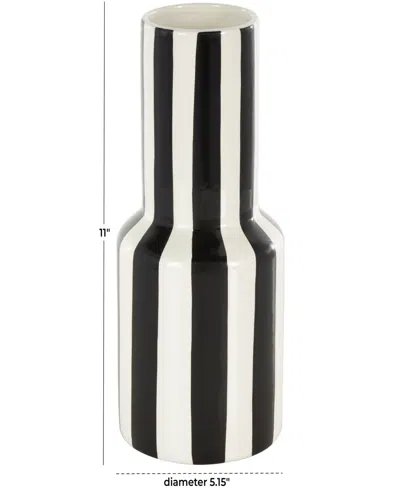 Rosemary Lane Ceramic 11" Rounded Striped Decorative Vase