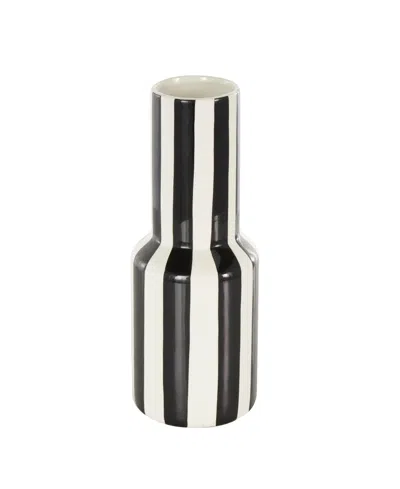 Rosemary Lane Ceramic 11" Rounded Striped Decorative Vase