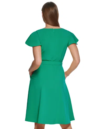 Calvin Klein Women's Flutter-sleeve Tie-waist Dress
