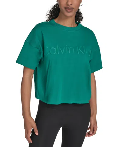 Calvin Klein Performance Women's Cotton Raised Logo Cropped T-shirt