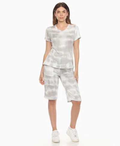 White Mark Women's Short Sleeve And Capri Lounge Set