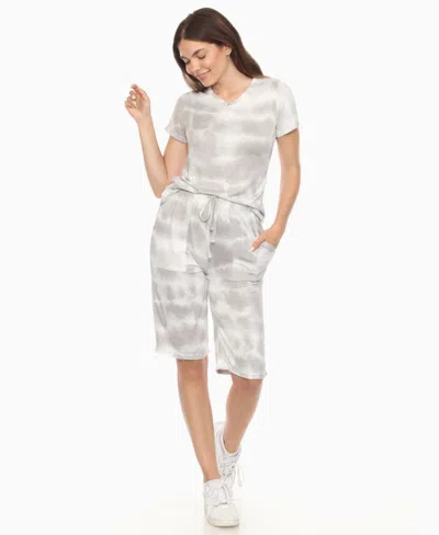 White Mark Women's Short Sleeve And Capri Lounge Set