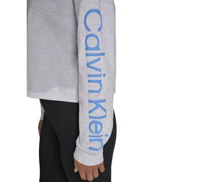 Calvin Klein Performance Women's Logo Cropped Long-sleeve In Blue