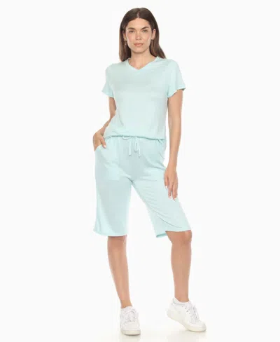 White Mark Women's Short Sleeve And Capri Lounge Set