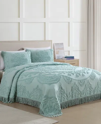 Beatrice Home Fashions Lotus Chenille Lightweight Bedspread, Twin In Blue